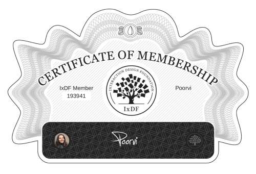Poorvi's Certificate of membership