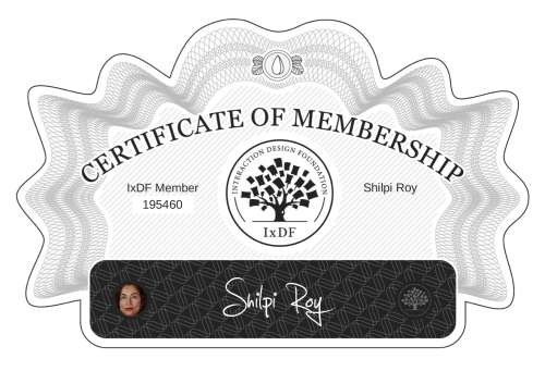 Shilpi's Certificate of membership