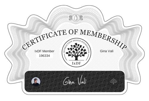 Gina's Certificate of membership