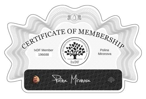 Polina's Certificate of membership