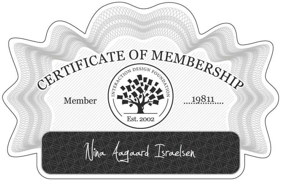 Nina Aagaard Israelsen: Certificate of Membership