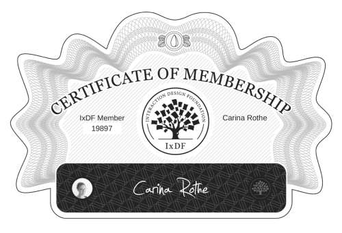 Carina's Certificate of membership