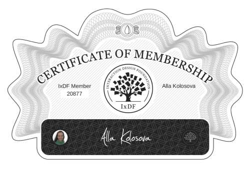 Alla's Certificate of membership