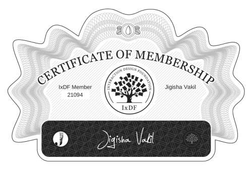 Jigisha's Certificate of membership