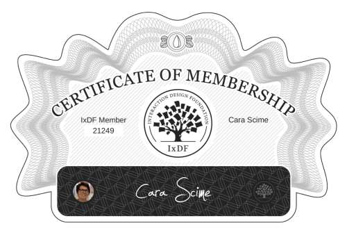Cara's Certificate of membership