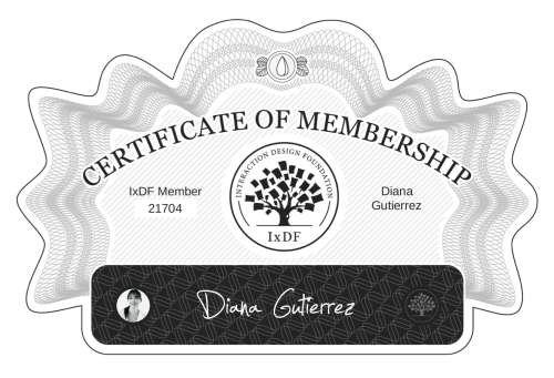 Diana's Certificate of membership