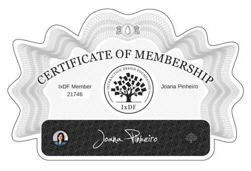 Joana's Certificate of membership