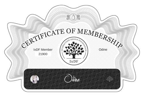 Odine's Certificate of membership