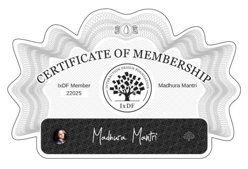 Madhura's Certificate of membership