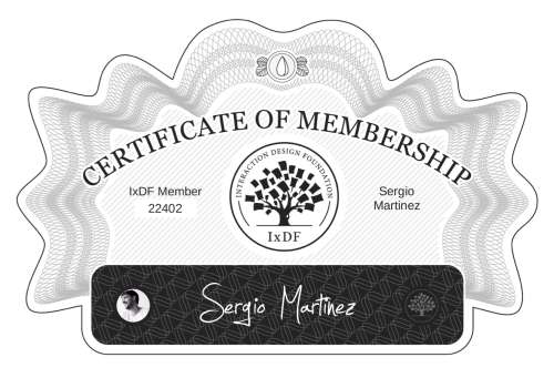 Sergio's Certificate of membership