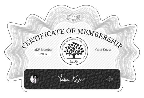 Yana's Certificate of membership