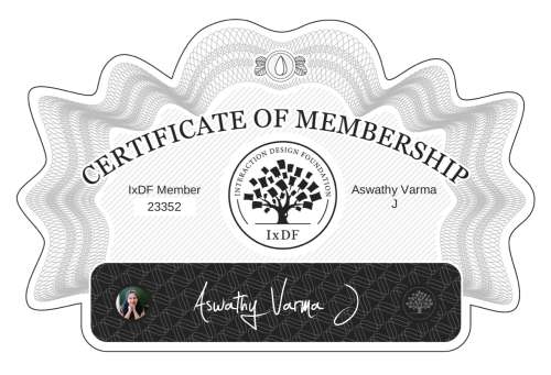 Aswathy's Certificate of membership