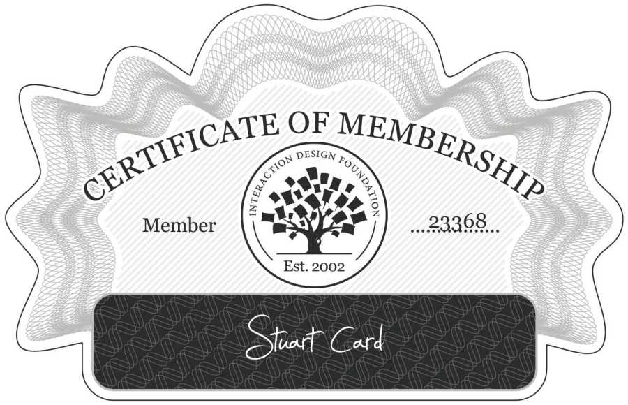 Stuart Card: Certificate of Membership