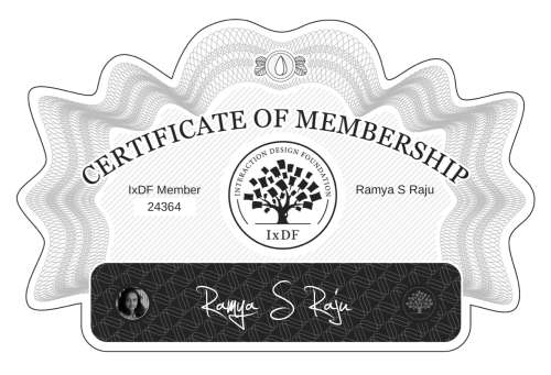 Ramya's Certificate of membership