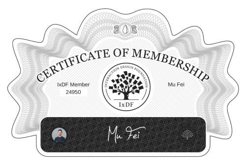 Mu Fei's Certificate of membership