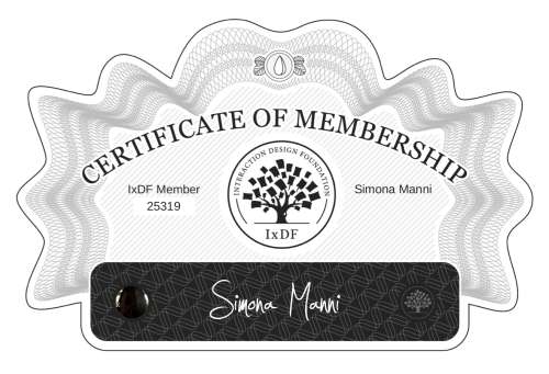 Simona's Certificate of membership
