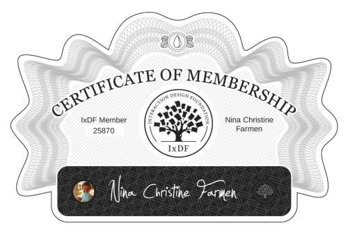 Nina's Certificate of membership