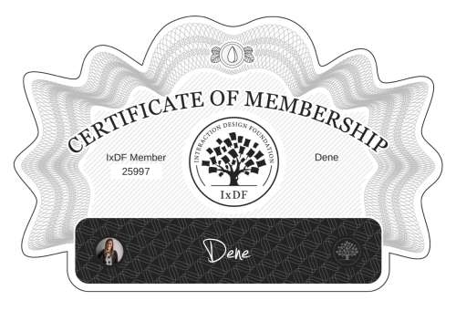 Dene's Certificate of membership