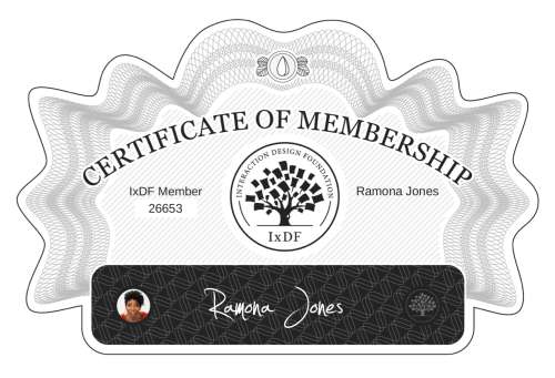 Ramona's Certificate of membership