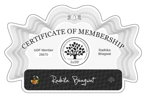 Radhika's Certificate of membership