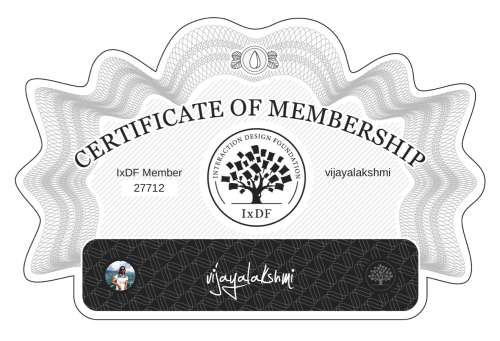 vijayalakshmi's Certificate of membership