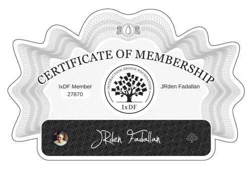 JRden's Certificate of membership