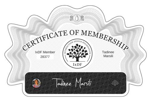 Tadinee's Certificate of membership