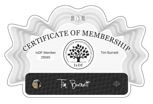 Tim's Certificate of membership