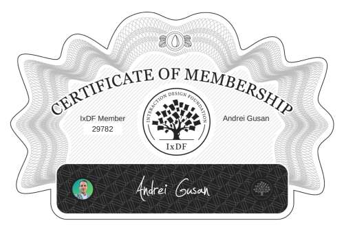 Andrei's Certificate of membership