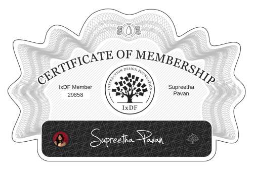 Supreetha's Certificate of membership