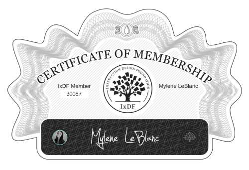 Mylene's Certificate of membership