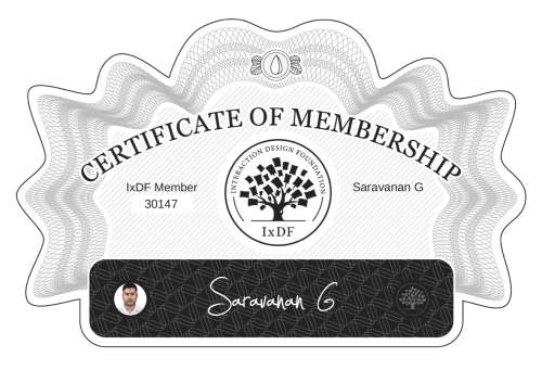 Saravanan's Certificate of membership