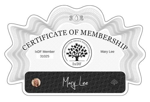 Mary's Certificate of membership