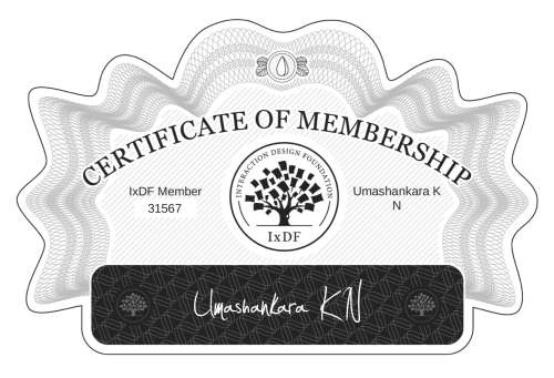 Umashankara's Certificate of membership