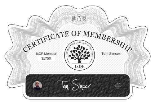 Tom's Certificate of membership