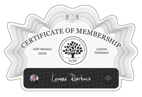 Leanne's Certificate of membership