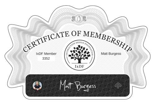 Matt's Certificate of membership