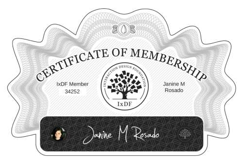 Janine's Certificate of membership