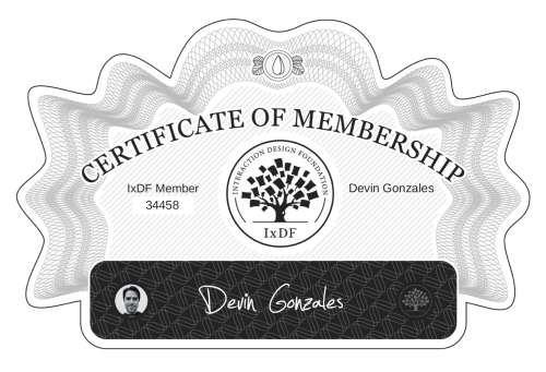 Devin's Certificate of membership