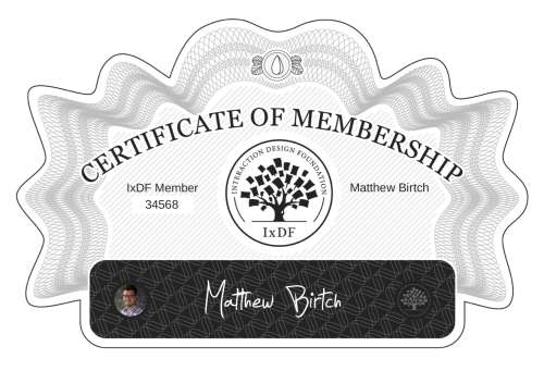 Matthew's Certificate of membership