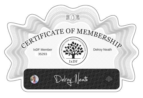 Delroy's Certificate of membership