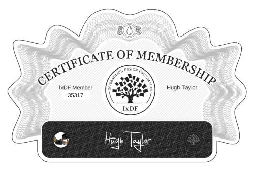 Hugh's Certificate of membership