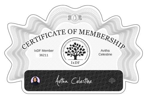 Avitha's Certificate of membership