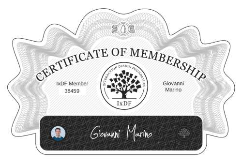 Giovanni's Certificate of membership