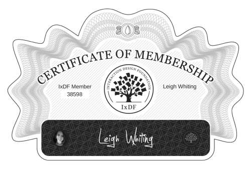 Leigh's Certificate of membership