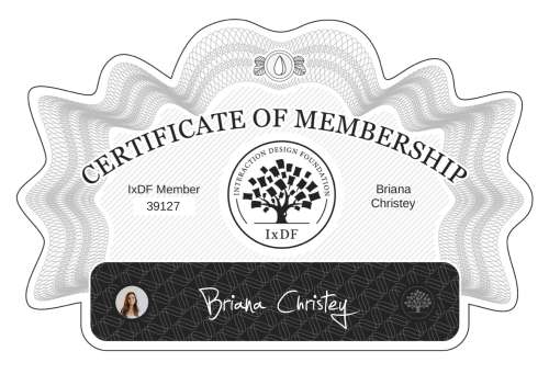 Briana's Certificate of membership