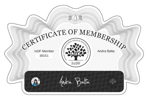 Andra's Certificate of membership