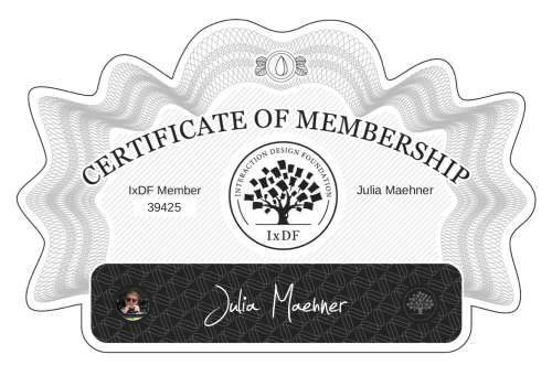 Julia's Certificate of membership