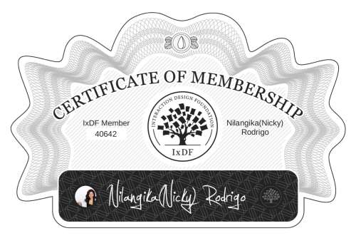 Nilangika(Nicky)'s Certificate of membership