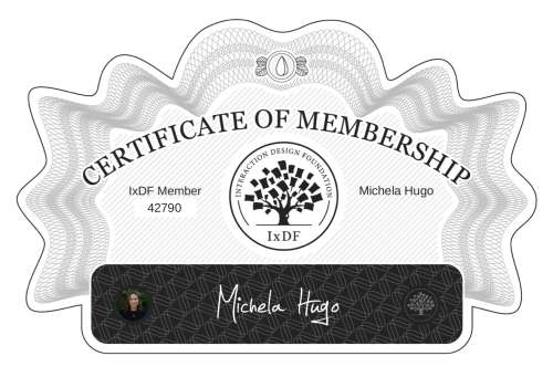 Michela's Certificate of membership